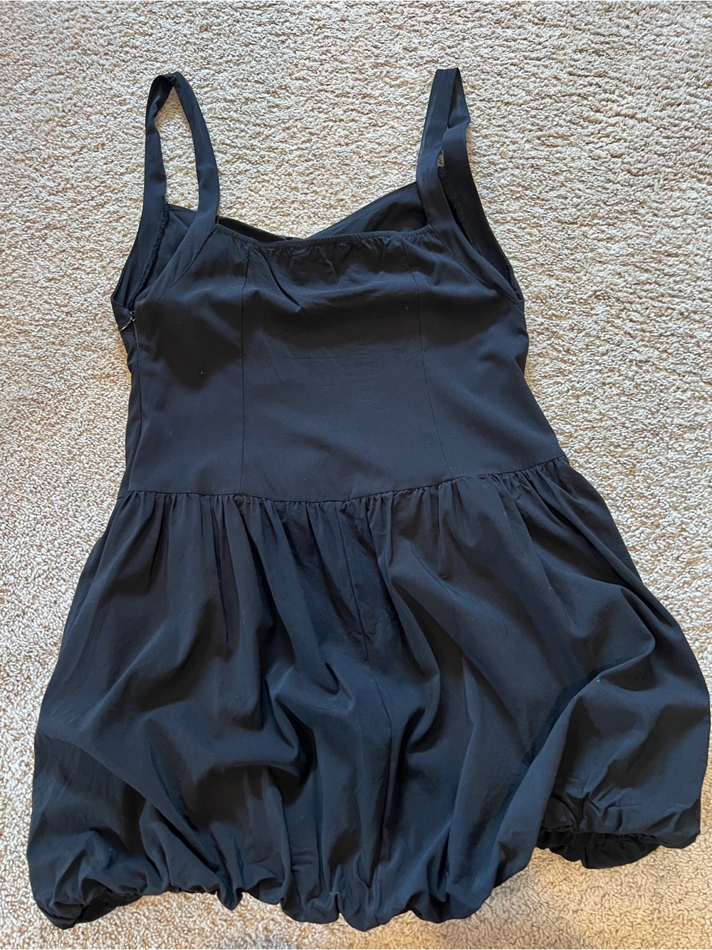 Black Bubble Hem Sleeveless Dress